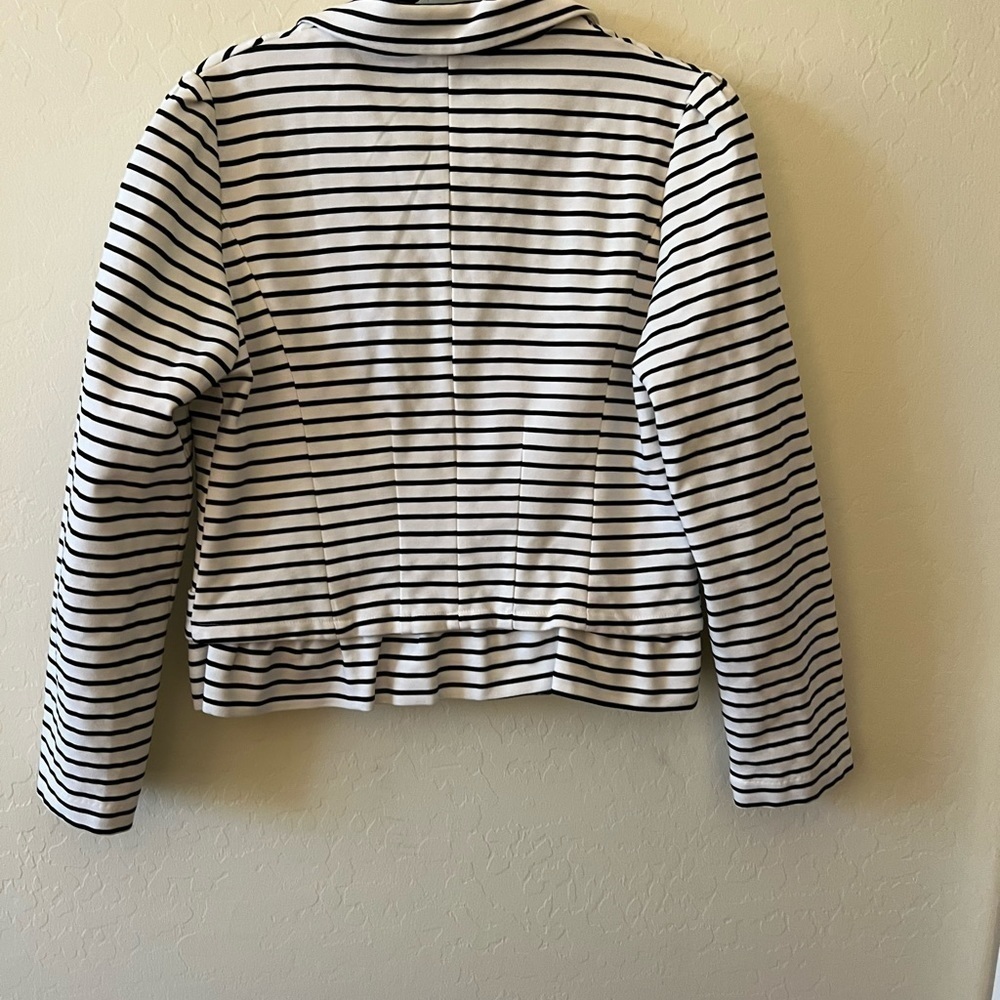 Cartonnier | Anthropologie striped slightly cropped cream - white blazer - Picture 2 of 6